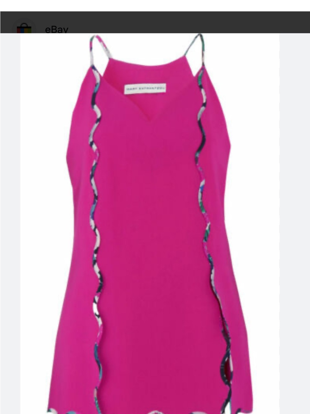 MARY KATRANTZOU Fuchsia Spaghetti-Strap Camisole with Wavy Sequin Trim